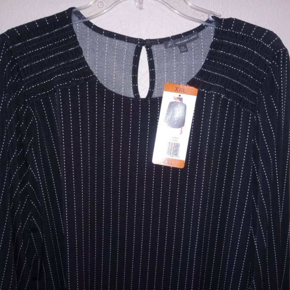 Adrianna Papell Women's Plus Size XXL Black 3/4 Sleeeve Blouse Top NWT - Picture 3 of 5